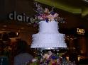 TOP OF FOUNTAIN CAKE WITH WHITE DOTS